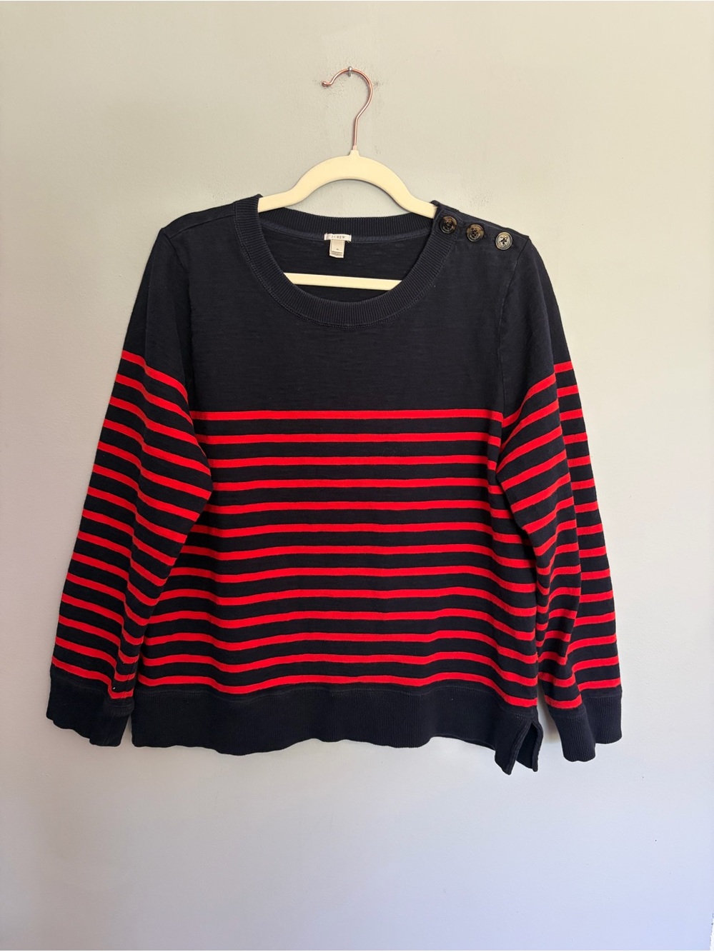 J. Crew Long Sleeve Striped Top Size XL Navy Red Mariner Coastal Nautical Sailor